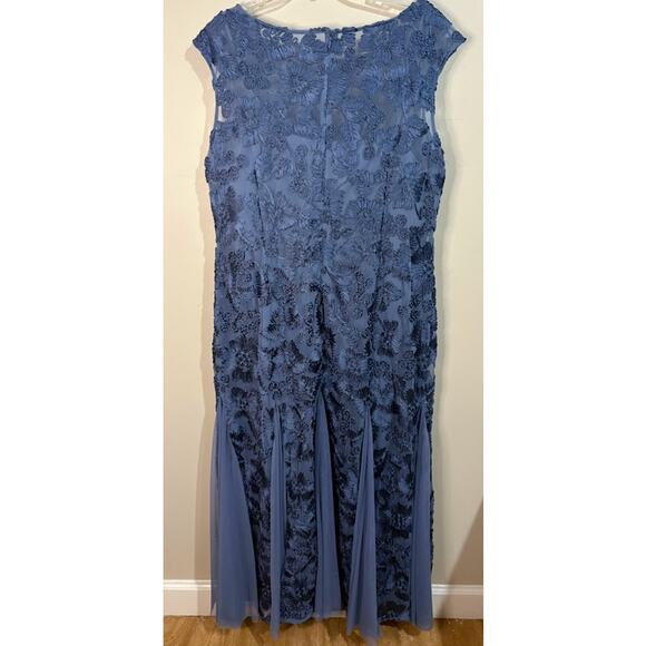 Alex Evenings Womens Blue Soutache Evening Gown Godet Skirt Detail Plus Size 18W - Picture 6 of 10